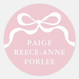 Sticker Rond Annonce de naissance bébé fille aux rubans roses r