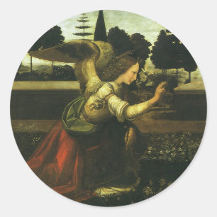 Sticker Rond Annonciation du Seigneur par Léonard de Vinci