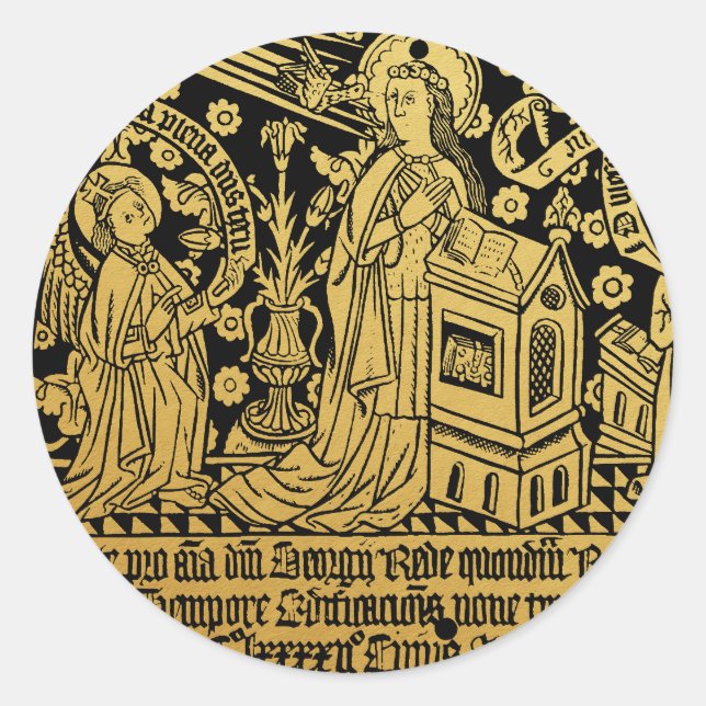Sticker Rond Annonciation en caoutchouc en laiton Tudor Mary An (Devant)