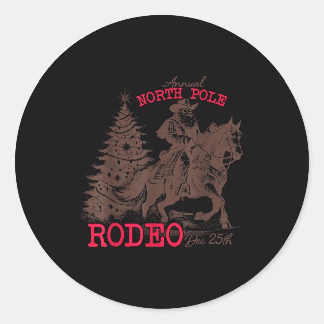 Sticker Rond Annual North Le Rodeo Santa Western Cowboy Christm (Devant)