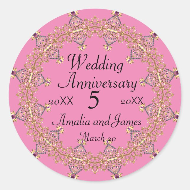 Sticker Rond ans Anniversaire Mariage Cadeaux pour les couples  (Devant)