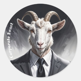 Sticker Rond Anthropomorphic goat businessman headshot