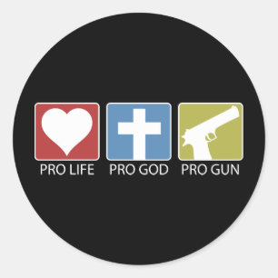 Sticker Rond Anti-avortement, Pro God, Pro Gun