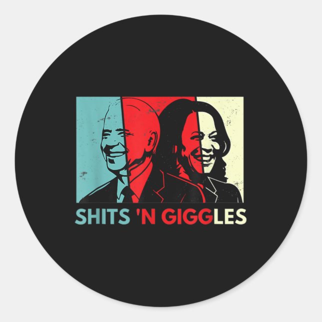 Sticker Rond Anti Biden Harris S &#' ; n Giggles Political Gig  (Devant)
