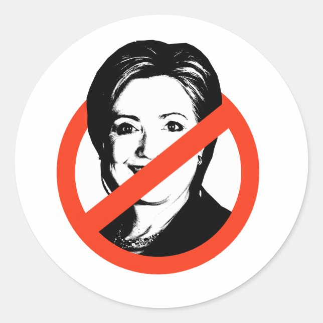 STICKER ROND ANTI-HILLARY CLINTON - (Devant)
