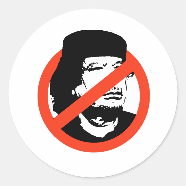 STICKER ROND ANTI-KADHAFI (Devant)