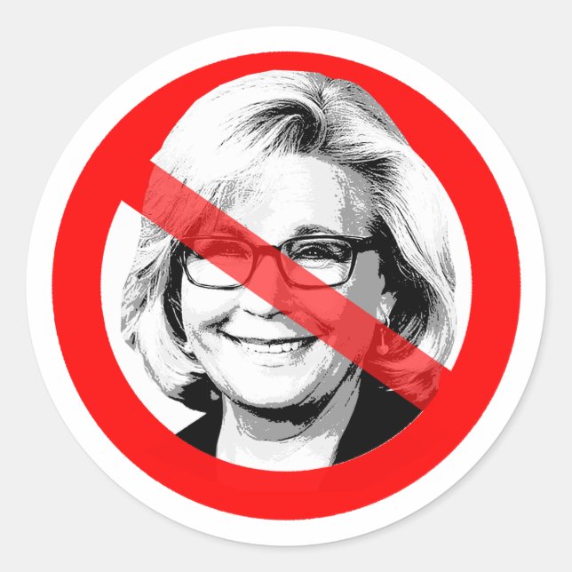 Sticker Rond Anti Liz Cheney A Traversé La Face (Devant)