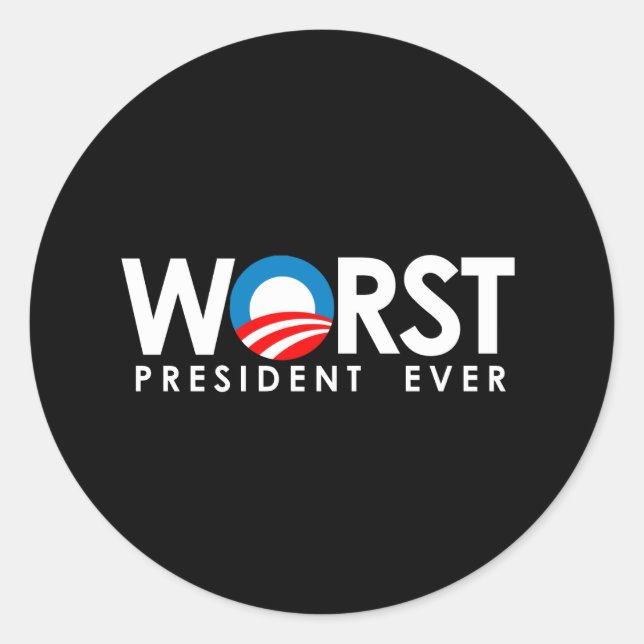 Sticker Rond Anti-Obama - Le pire président jamais blanc (Devant)