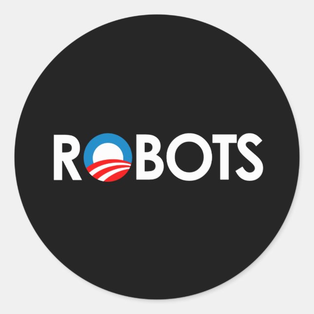 Sticker Rond Anti-Obama - Robots blancs (Devant)