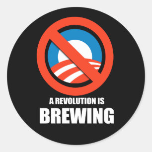 Sticker Rond Anti-Obama - une révolution se prépare