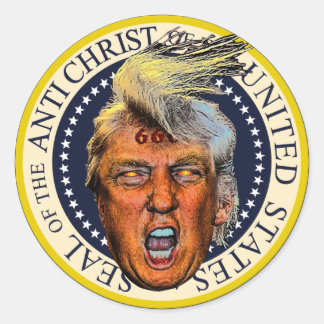 Sticker Rond Anti President Trump Seal of the Anti Christ