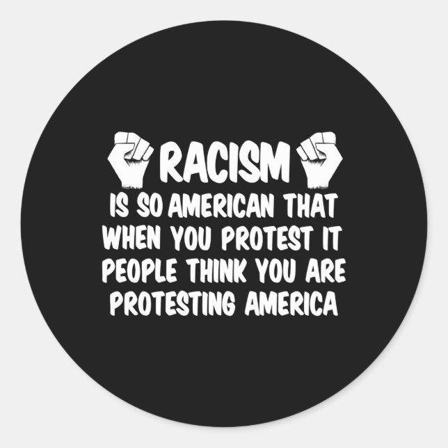 Sticker Rond Anti-racisme Droits Hu Justice noire Égalité (Devant)