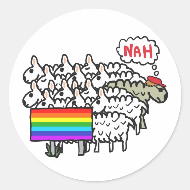 Sticker Rond Anti Rainbow Sheep (Devant)