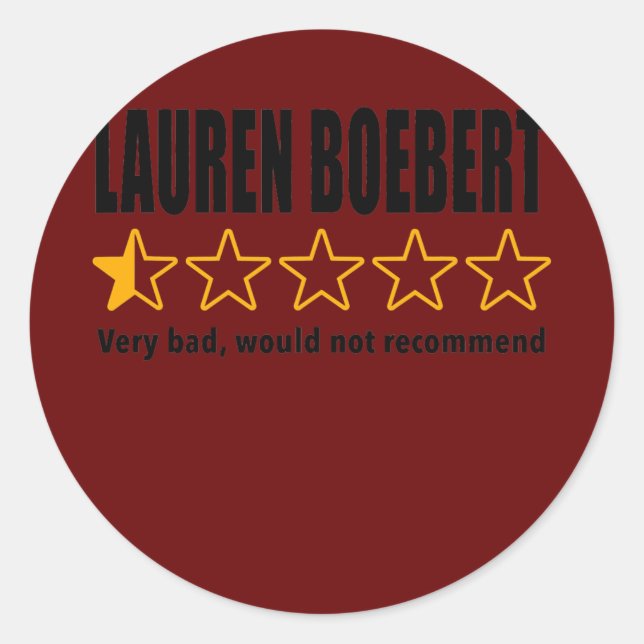 Sticker Rond Anti Rep Lauren Boebert Boebert Bad Review (Devant)