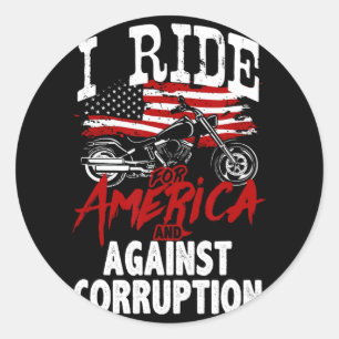 Sticker Rond Anti Trump Biker Résiste Contre La Corruption Mani