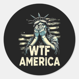 Sticker Rond Anti-trump Politique Et Démocratie Wtf Amérique _1