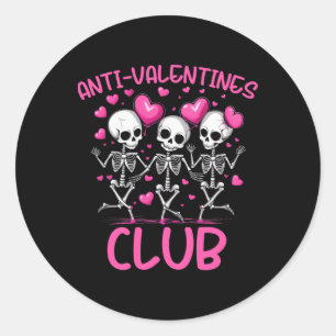 Sticker Rond Anti-valentines Club Funny Skeletons Danser
