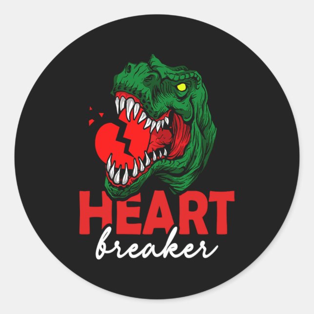 Sticker Rond Anti Valentines Day Single Heart Breaker T Rex Di  (Devant)