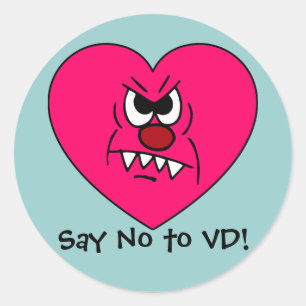 Sticker Rond Anti-VD : Je déteste le visage fâché de coeur de
