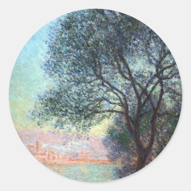 Sticker Rond Antibes le matin par Claude Monet (Devant)