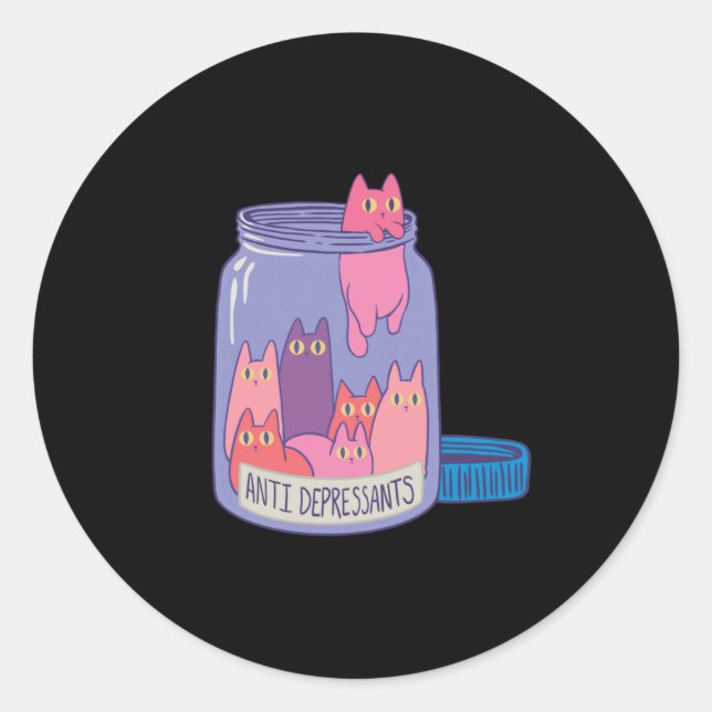 Sticker Rond Antidépresseurs de chat (Devant)