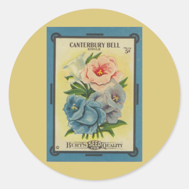 Sticker Rond Antique emballage de semences : Canterbury Bells (Devant)