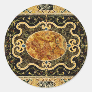 Sticker Rond Antique Ornementale Italien Motif en pierre
