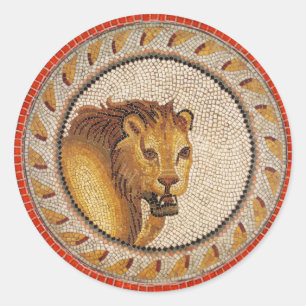 STICKER ROND ANTIQUE ROMAN MOSAICS / LION