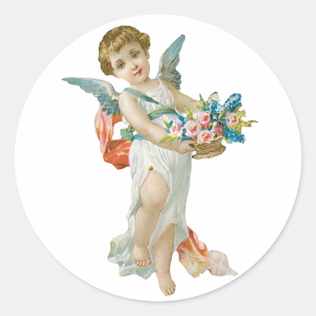 Sticker Rond Antique Saint-Valentin Ange(Cupidon) (Devant)