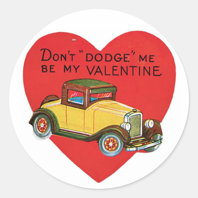 Sticker Rond Antique Valentine Car Heart (Devant)