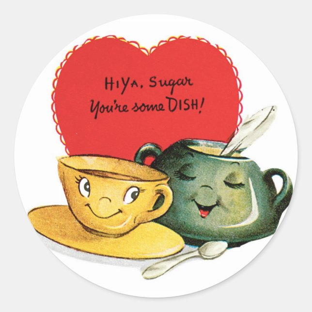 Sticker Rond Antique Valentine Heart (Devant)