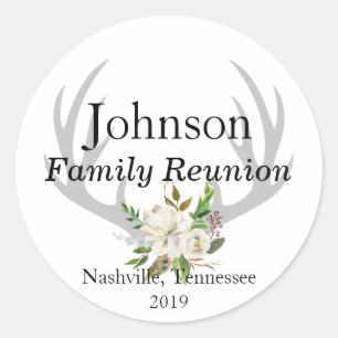 Sticker Rond Antlers et Fleurs du Pays Moderne Réunion familial