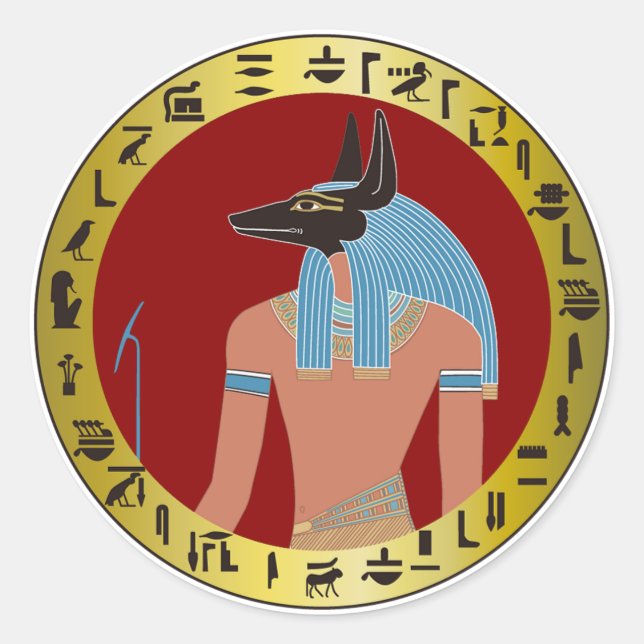 Sticker Rond Anubis, Dieu égyptien (Devant)