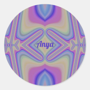 Sticker Rond ANYA~ Joli Pastel Shades Fractal ~ Personnalisé