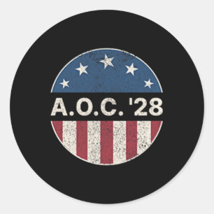 Sticker Rond Aoc 2028 A.o.c. 2028 Pour Président American Flag