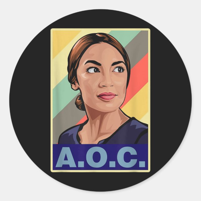 Sticker Rond Aoc Alexandria Ocasio-cortez Première femme Présid (Devant)