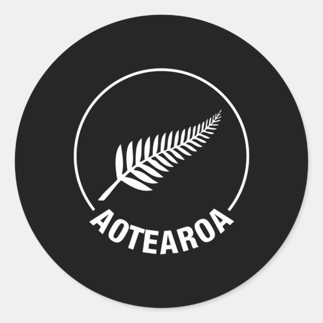 Sticker Rond Aotearoa Nouvelle-Zélande Argent Fern Kiwi Maori N (Devant)