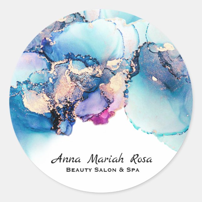 Sticker Rond AP29 Yummy Blue Gold Parties scintillant Circle BO (Devant)