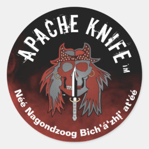 Sticker Rond Apache Kinfe ®️ ™️ 🇺 Nous Luttons Contre
