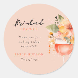 Sticker Rond Aperol Spritz Floral Réception de Mariage