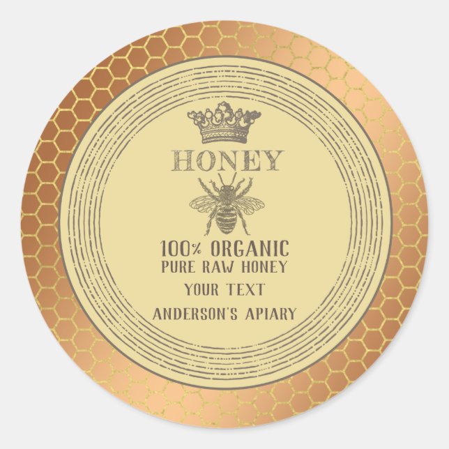 Sticker Rond apiaire de miel vintage (Devant)