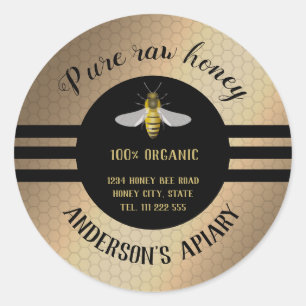Sticker Rond apiaire vintage à la mode de miel