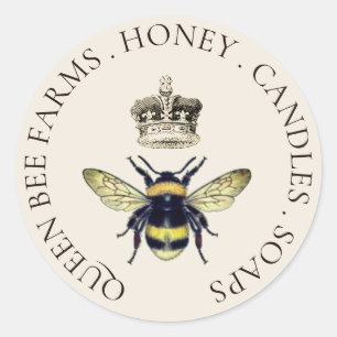 Sticker Rond Apiary De La Reine Abee Et De La Crème De La Couro