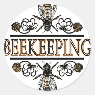 Sticker Rond apiculture avec les abeilles travailleuses