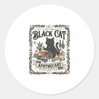 Sticker Rond Apothicaire Chat Noir Chat Sorcière Mystique Apoth