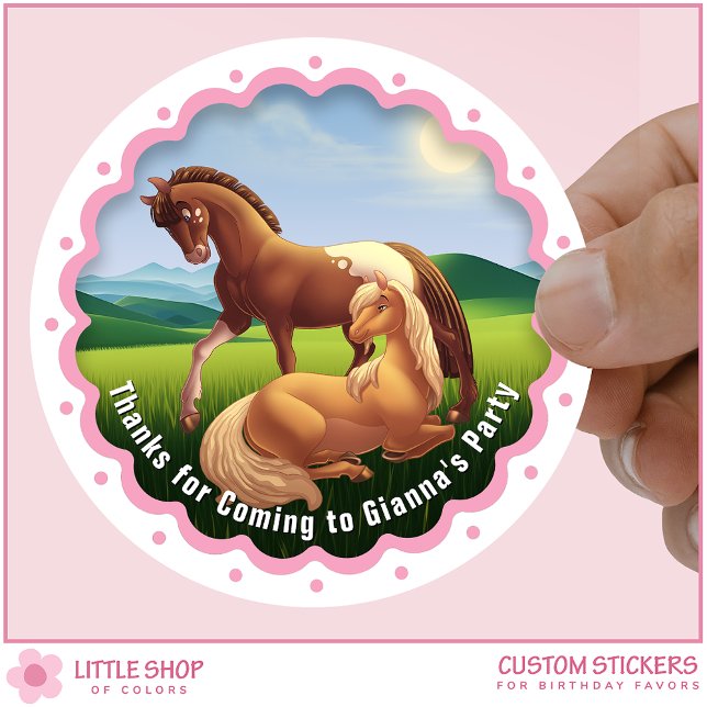 Sticker Rond Appaloosa Palomino Pony Birthday Favor  (Créateur téléchargé)