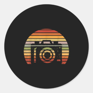 Sticker Rond Appareil photo rétro vintage Photographe Homme Pho