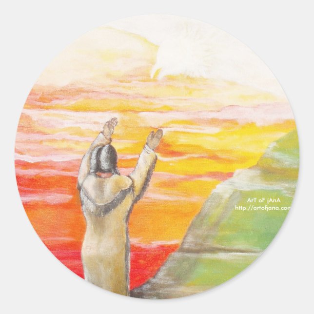 Sticker Rond Appel des ancêtres de l'aigle, ArT oF jAnAhttp://a (Devant)