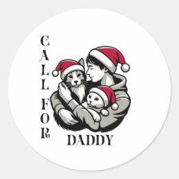Sticker Rond Appel minimaliste de Noël pour papa