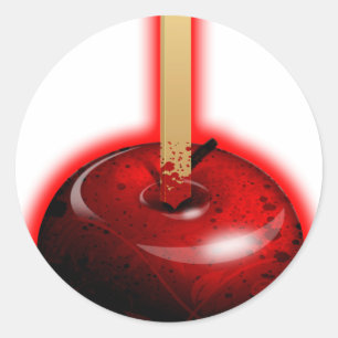 Sticker Rond Apple brillant rouge - fruit défendu